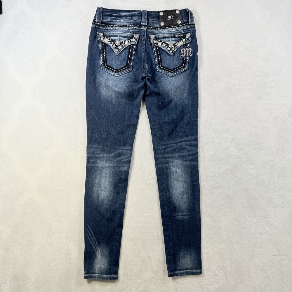 Miss Me Jeans Womens Buckles Skinny Stretch Denim Embellished Pockets 26x31